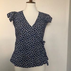 Old Navy floral navy wrap top